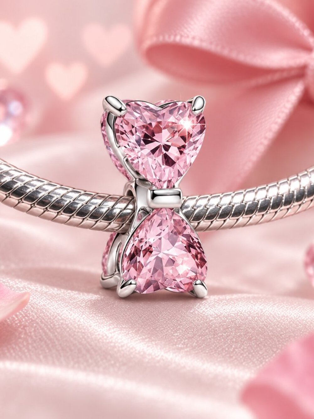 Pink Bow Double Sided Charm